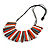 Statement Orange/White/Grey/Brown Wood Bead Fringe Necklace with Black Cotton Cords/ 74cm L - view 7