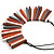 Statement Orange/White/Grey/Brown Wood Bead Fringe Necklace with Black Cotton Cords/ 74cm L - view 5