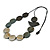 Grey/Metallic Silver Wooden Coin Bead and Bird Black Cotton Cord Long Necklace/ 96cm Max Length/ Adjustable - view 8