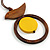 Brown/ Yellow Bird and Circle Wooden Pendant Cotton Cord Long Necklace - 84cm L/ 10cm Pendant - view 6