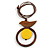 Brown/ Yellow Bird and Circle Wooden Pendant Cotton Cord Long Necklace - 84cm L/ 10cm Pendant - view 2