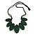Leaf Painted Dark Green Wood Bead Cotton Cord Necklace/70cm Max Length/ Adjustable - view 7