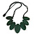 Leaf Painted Dark Green Wood Bead Cotton Cord Necklace/70cm Max Length/ Adjustable - view 3