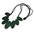 Leaf Painted Dark Green Wood Bead Cotton Cord Necklace/70cm Max Length/ Adjustable - view 6