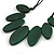 Leaf Painted Dark Green Wood Bead Cotton Cord Necklace/70cm Max Length/ Adjustable - view 4