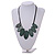 Leaf Painted Dark Green Wood Bead Cotton Cord Necklace/70cm Max Length/ Adjustable - view 2