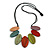 Leaf Painted Multicoloured Wood Bead Cotton Cord Necklace/70cm Max Length/ Adjustable - view 7
