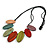Leaf Painted Multicoloured Wood Bead Cotton Cord Necklace/70cm Max Length/ Adjustable - view 8