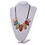 Leaf Painted Multicoloured Wood Bead Cotton Cord Necklace/70cm Max Length/ Adjustable - view 2