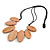 Leaf Painted Antique Pink Wood Bead Cotton Cord Necklace/70cm Max Length/ Adjustable - view 5