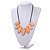 Leaf Painted Antique Pink Wood Bead Cotton Cord Necklace/70cm Max Length/ Adjustable - view 3