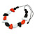 Geometric Wood Bead Black Cotton Cord Long Necklace In Orange/Black/White/ 110cm L/ Adjustable - view 2