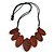 Leaf Painted Brown Wood Bead Cotton Cord Necklace/70cm Max Length/ Adjustable - view 2