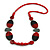 Geometric Painted Wooden Bead Long Necklace in Red, Black, Grey - 90cm L - view 5