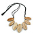 Leaf Painted Antique White Wood Bead Cotton Cord Necklace/70cm Max Length/ Adjustable - view 8