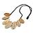 Leaf Painted Antique White Wood Bead Cotton Cord Necklace/70cm Max Length/ Adjustable - view 7
