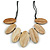 Leaf Painted Antique White Wood Bead Cotton Cord Necklace/70cm Max Length/ Adjustable - view 2