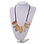 Leaf Painted Antique White Wood Bead Cotton Cord Necklace/70cm Max Length/ Adjustable - view 3