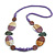 Geometric Painted Wooden Bead Long Necklace in Lilac, Antique White, Grey - 90cm Long - view 4