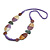 Geometric Painted Wooden Bead Long Necklace in Lilac, Antique White, Grey - 90cm Long - view 5