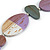 Geometric Painted Wooden Bead Long Necklace in Lilac, Antique White, Grey - 90cm Long - view 3