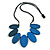 Leaf Painted Blue Wood Bead Cotton Cord Necklace/70cm Max Length/ Adjustable - view 7
