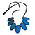 Leaf Painted Blue Wood Bead Cotton Cord Necklace/70cm Max Length/ Adjustable - view 2