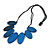 Leaf Painted Blue Wood Bead Cotton Cord Necklace/70cm Max Length/ Adjustable - view 5