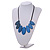 Leaf Painted Blue Wood Bead Cotton Cord Necklace/70cm Max Length/ Adjustable - view 3