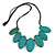 Leaf Painted Turquoise Wood Bead Cotton Cord Necklace/70cm Max Length/ Adjustable - view 6