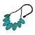 Leaf Painted Turquoise Wood Bead Cotton Cord Necklace/70cm Max Length/ Adjustable - view 7