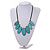 Leaf Painted Turquoise Wood Bead Cotton Cord Necklace/70cm Max Length/ Adjustable - view 2