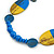 Geometric Painted Wooden Bead Long Necklace in Blue, Yellow, Grey - 90cm Long - view 9