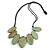 Leaf Painted Antique Mint Wood Bead Cotton Cord Necklace/70cm Max Length/ Adjustable - view 5