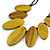 Leaf Painted Antique Yellow Wood Bead Cotton Cord Necklace/70cm Max Length/ Adjustable - view 4