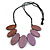 Leaf Painted Lilac Wood Bead Cotton Cord Necklace/70cm Max Length/ Adjustable - view 2