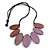 Leaf Painted Lilac Wood Bead Cotton Cord Necklace/70cm Max Length/ Adjustable - view 7