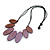 Leaf Painted Lilac Wood Bead Cotton Cord Necklace/70cm Max Length/ Adjustable - view 6