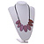 Leaf Painted Lilac Wood Bead Cotton Cord Necklace/70cm Max Length/ Adjustable - view 3