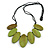 Leaf Painted Lime Green Wood Bead Cotton Cord Necklace/70cm Max Length/ Adjustable - view 7