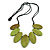 Leaf Painted Lime Green Wood Bead Cotton Cord Necklace/70cm Max Length/ Adjustable - view 4