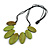 Leaf Painted Lime Green Wood Bead Cotton Cord Necklace/70cm Max Length/ Adjustable - view 8