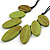 Leaf Painted Lime Green Wood Bead Cotton Cord Necklace/70cm Max Length/ Adjustable - view 3