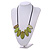 Leaf Painted Lime Green Wood Bead Cotton Cord Necklace/70cm Max Length/ Adjustable - view 2