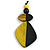 Yellow/Black Geometric Wood Pendant Black Waxed Cotton Cord - 80cm L Max/ 13cm