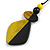 Yellow/Black Geometric Wood Pendant Black Waxed Cotton Cord - 80cm L Max/ 13cm - view 8