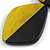 Yellow/Black Geometric Wood Pendant Black Waxed Cotton Cord - 80cm L Max/ 13cm - view 5