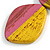 Yellow/Pink Geometric Wood Pendant Black Waxed Cotton Cord - 80cm L Max/ 13cm - view 5