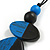 Blue/Black Geometric Wood Pendant Black Waxed Cotton Cord - 80cm L Max/ 13cm - view 4