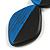 Blue/Black Geometric Wood Pendant Black Waxed Cotton Cord - 80cm L Max/ 13cm - view 5